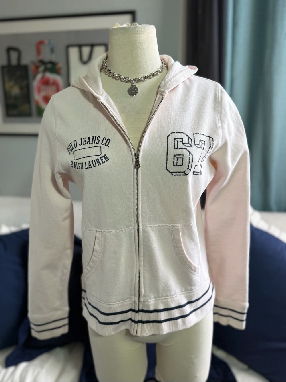 Y2K Polo by Ralph Lauren Woman's Light Pink Zip Hoodie